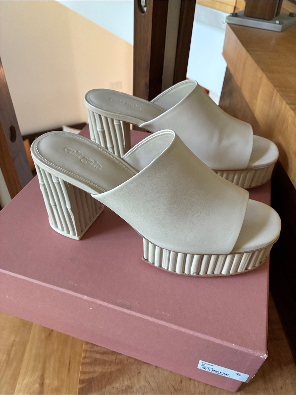 NWT Cult Gaia Judith platform w/bamboo ribbing sole/heel size 9/39
